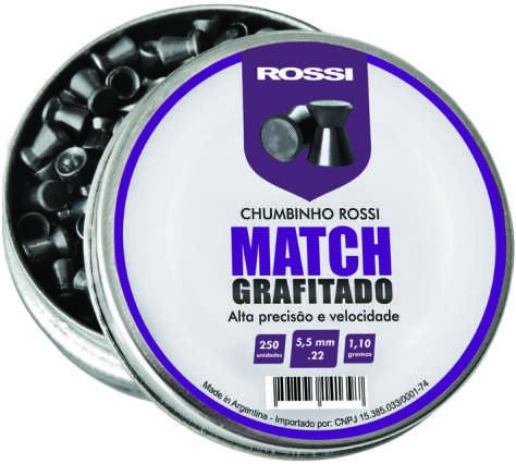 Chumbinho Rossi Match Grafitado 5,5mm (250 Unidades)