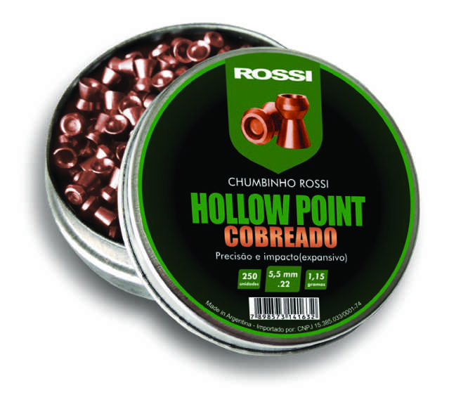 Chumbinho Hollow Point Cobreado 5,5mm Rossi
